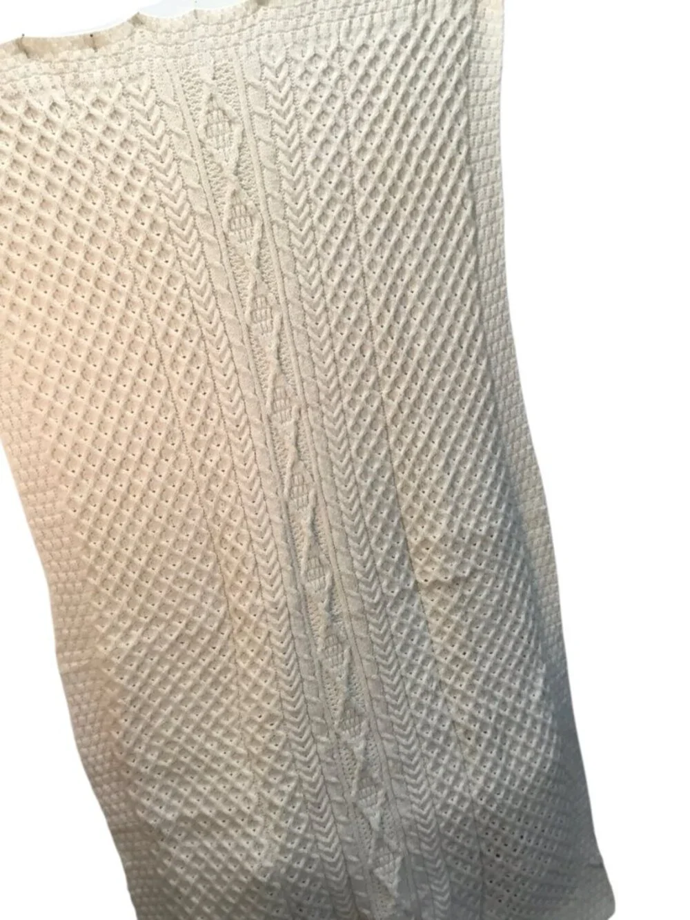 Kilronan Merino Wool Throw NIP Cable Knit Aran Ireland Natural 42 x 72